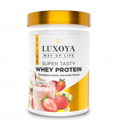 SUPER TASTY WHEY PROTEIN – PREMIUM WHITE FRUIT ITALIAN POWDER 30g,450g Strawberry- White chocolate