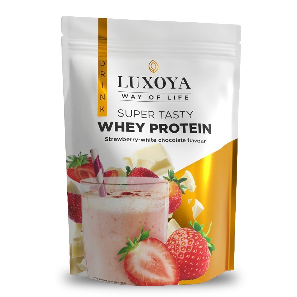SUPER TASTY WHEY PROTEIN – PREMIUM WHITE FRUIT ITALIAN POWDER 30g,450g Strawberry- White chocolate